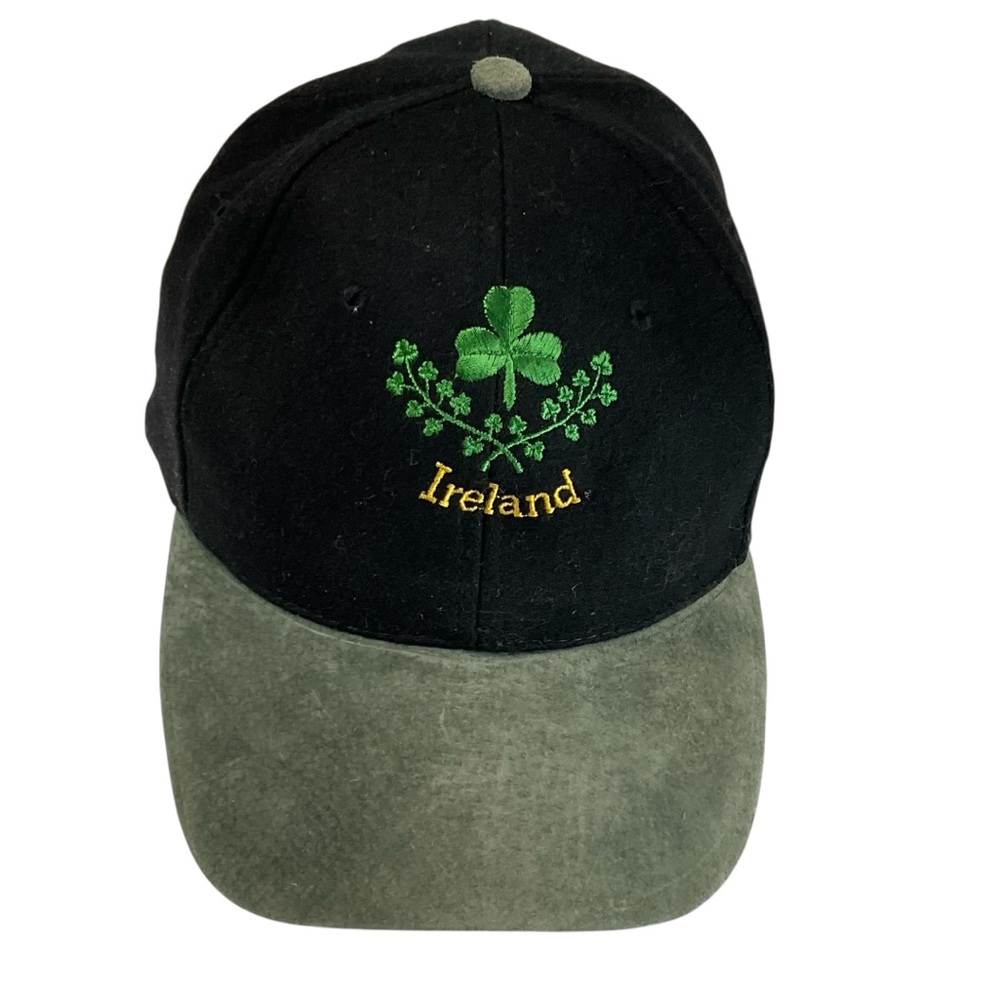 Shandon Black Wool Green Suede Brim Ireland Pride Adjustable Baseball Cap Hat